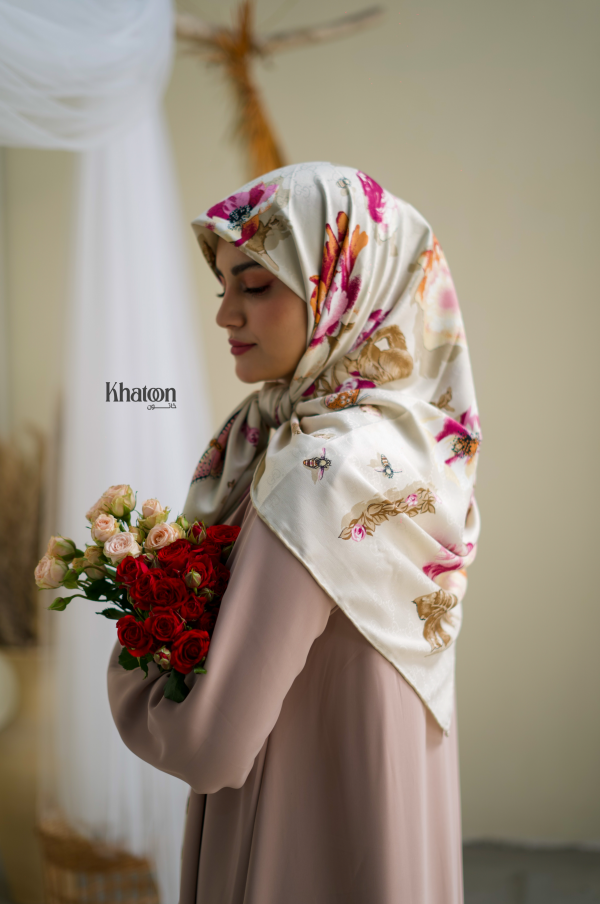 روسری ابریشم ژاکارد jc008
